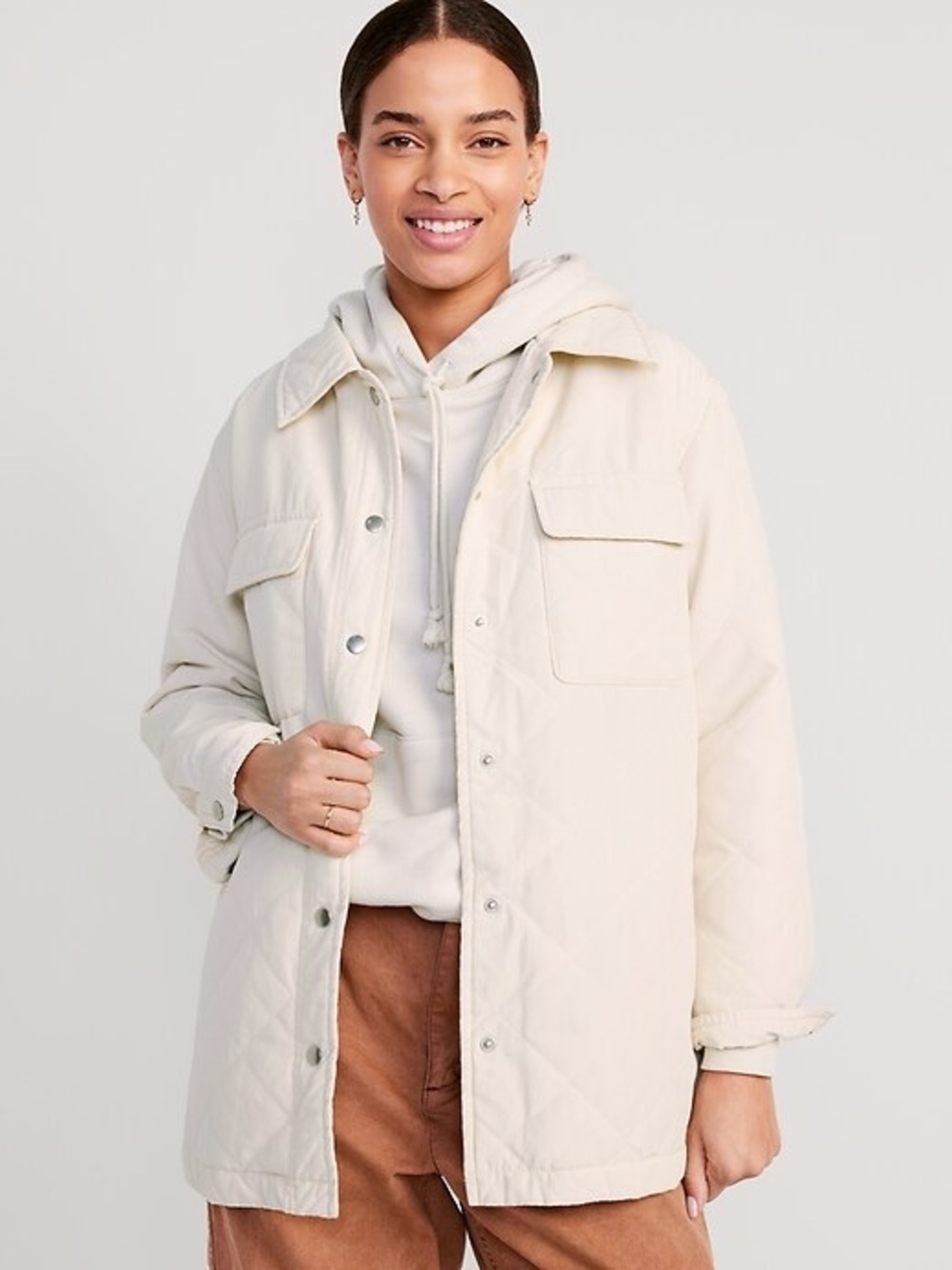 Old Navy Cream Quilted Utility Shacket